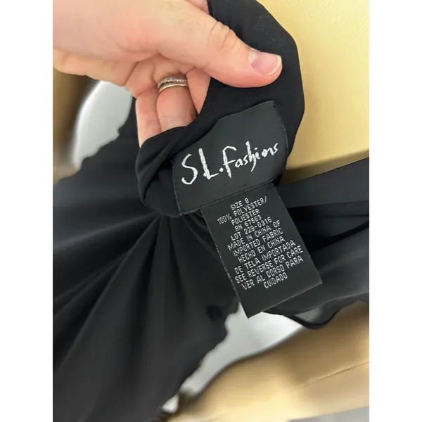 Y2K FAIRYGOTH SL Fashions Black Embroidered Floral Handkerchief Hem Dress 8 - Image 6