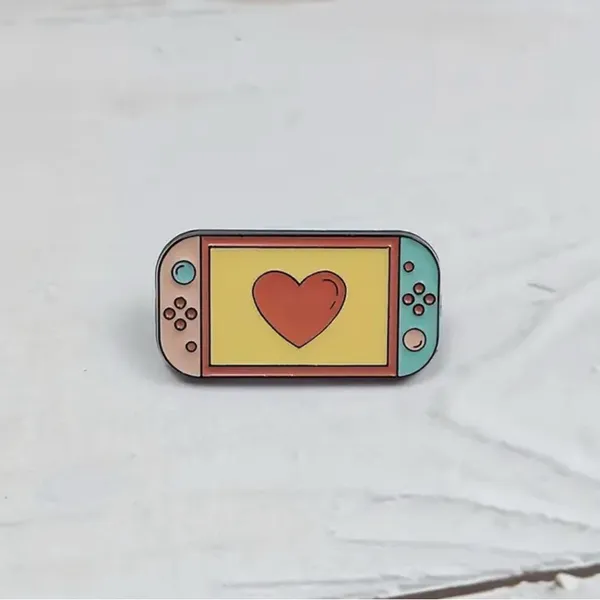 Heart Design Nintendo Switch Gaming Console Enamel Pin Blue - Image 3