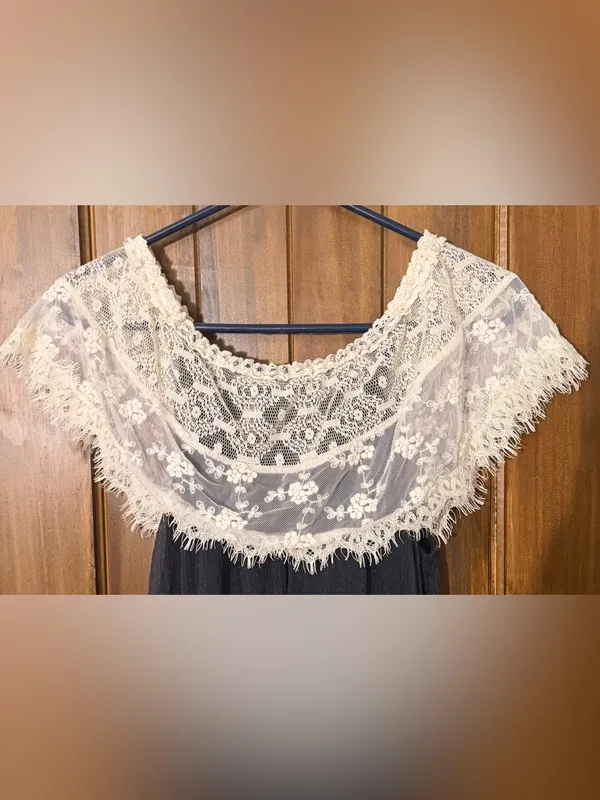 Altar’d State Off-Shoulder Black Dress with Ivory Lace Overlay - Image 6