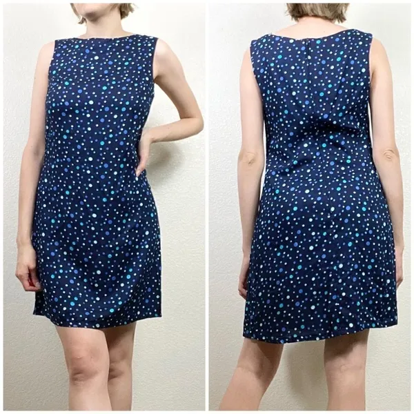 Vintage y2k No Boundaries Navy Polka Dot Sleeveless Mod Dress - Image 2