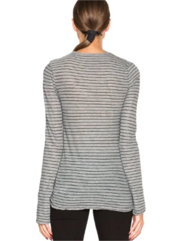 James Perse Bell-Sleeve Striped Tee Heather Grey & Black Size Medium NWT - Image 2