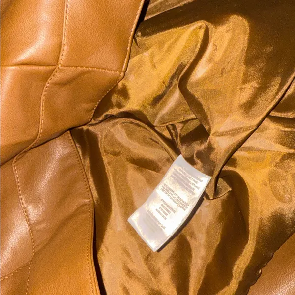 NWT Nicole Miller New York Faux Leather Motorcycle Jacket In Cognac Medium - Image 8