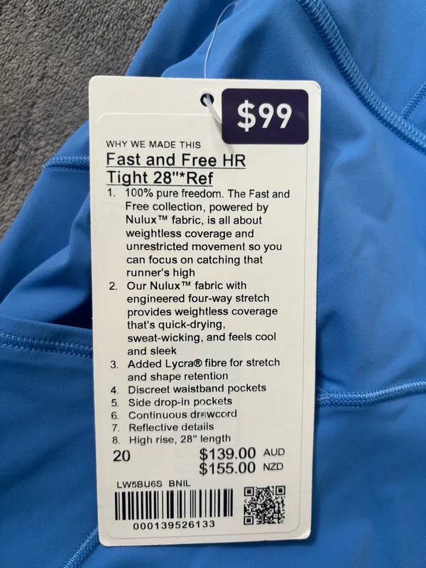 Lululemon Fast Free HR Tight Reflective 28" Blue Nile Size 20 - Image 2
