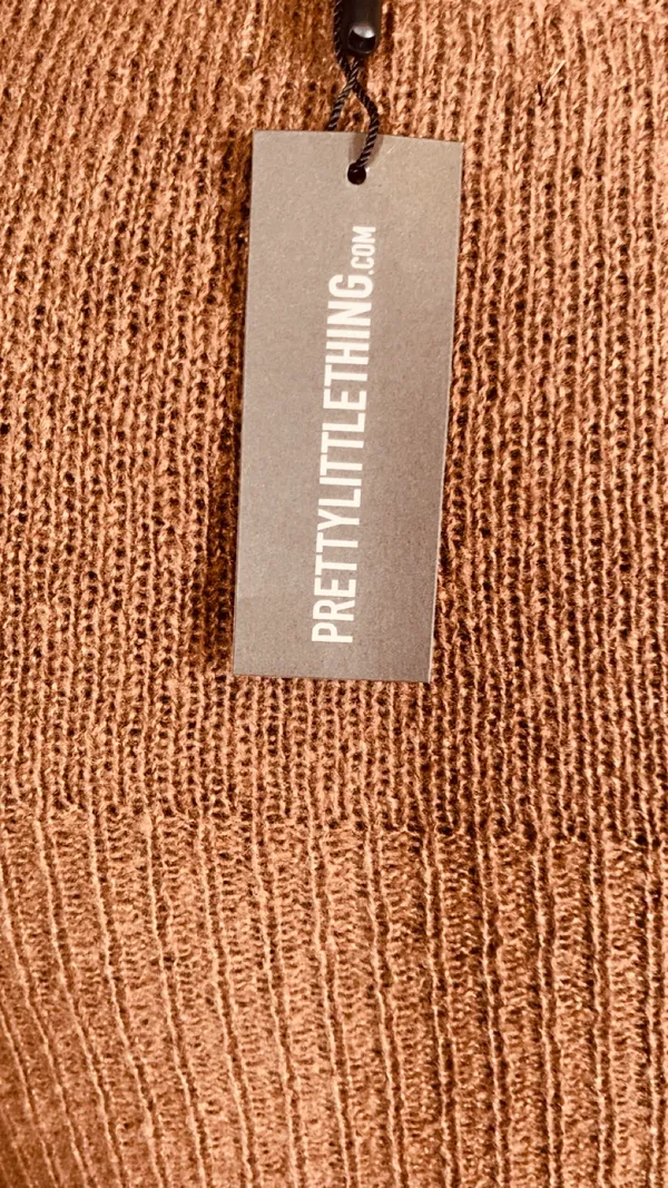 NEW Halter Sweater Dress XL Pretty Little Thing in Chocolate Camel Brown Plus size - Image 6