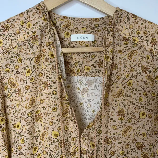 Doen Prem Maxi Jaipur Mustard Floral Print Dress Womens Small - Image 6