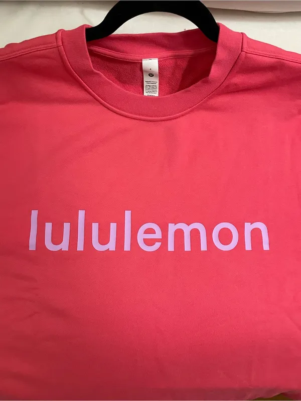 Lululemon Perfectly Oversized Crew Glazed Pink Sweatshirt Wordmark Size 4 - Image 4
