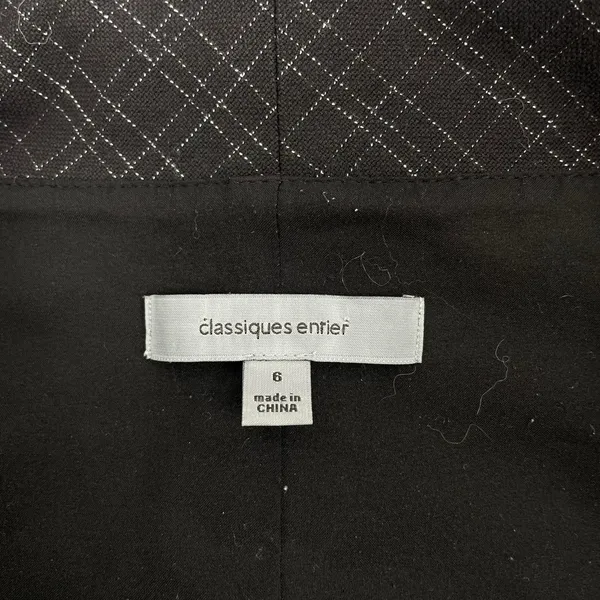 Classiques Entier Check Sheath Dress Bow Neck Gray Brown Size 6 - Image 10