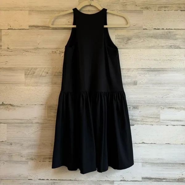 NWT Susana Monaco Drop Waist Ruffle Mini Dress XS Black 0321SUPD00791 Sleeveless - Image 3