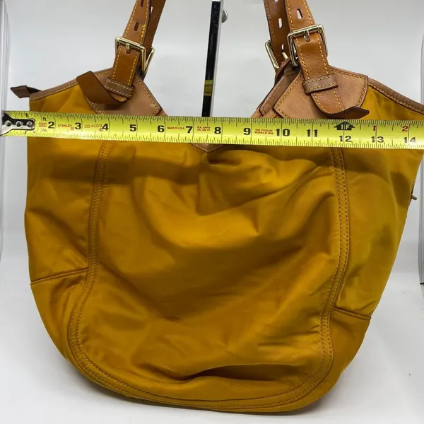 Dooney & Bourke XL Yellow Brown Nylon Shoulder Bag - Image 4