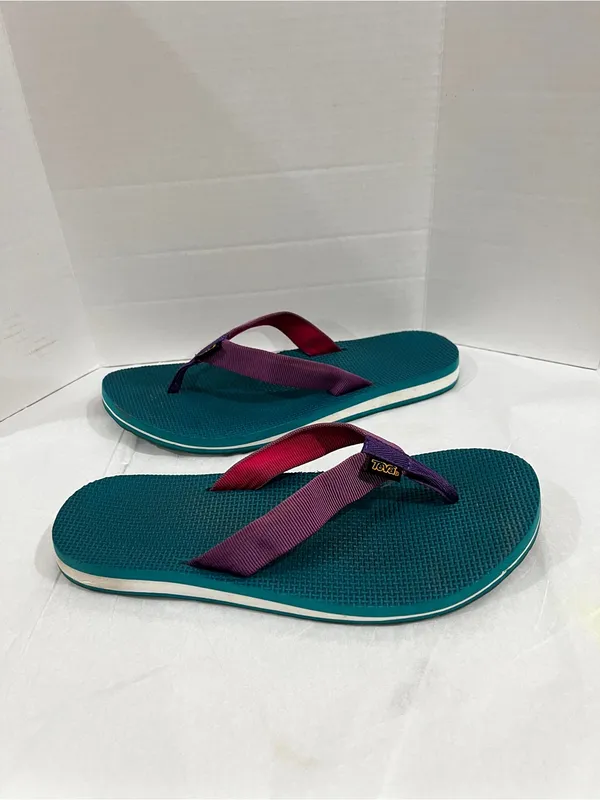 TEVA Deckers Flip-Flop Teal And Purple Size 9 Or 9.5 Lightweight Comfy - Image 6