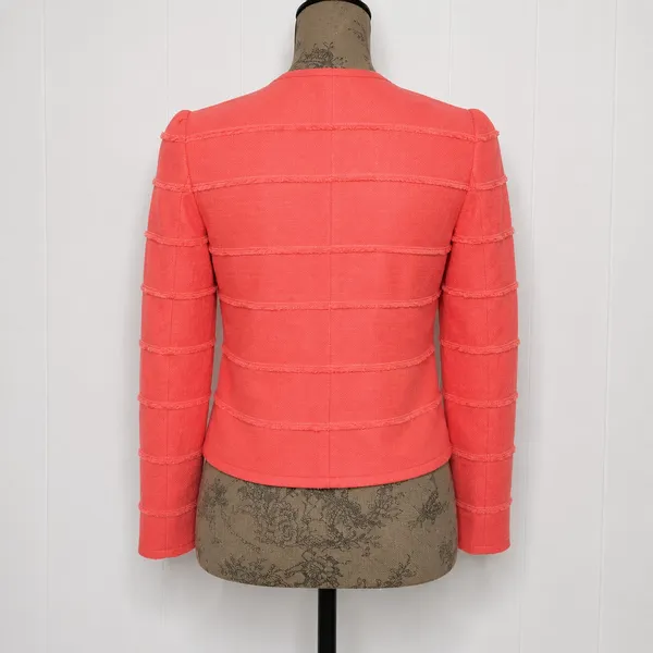 J. Crew Cropped Coral Frayed Tiered Blazer Sz. 2 Prep Business Casual - Image 10