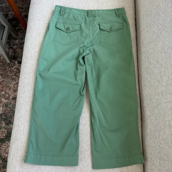 Vintage Rafaella Petites Pants 8P Green Wide Leg Crop Utility Y2K Gorpcore - Image 8
