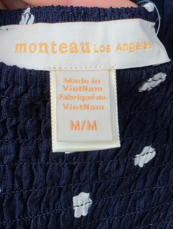 NWT MONTEAU Navy/White Polka Dot Halter Top M - Image 7