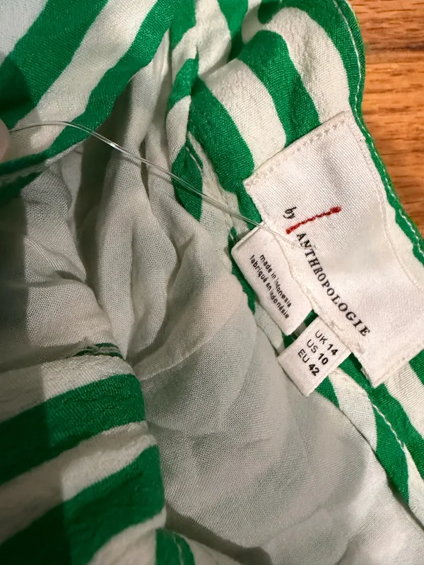 NWOT Anthropologie Mackenzie Striped Extra Wide Green/White Gaucho Crop Pants Sz 10 - Image 8