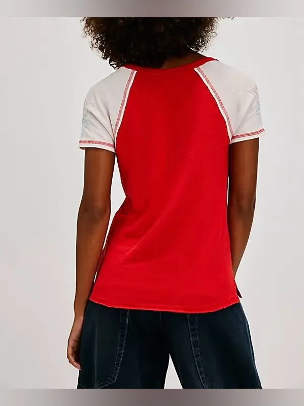 NWOT Free People Pep Rally Tee - Red Combo - Small - Image 4