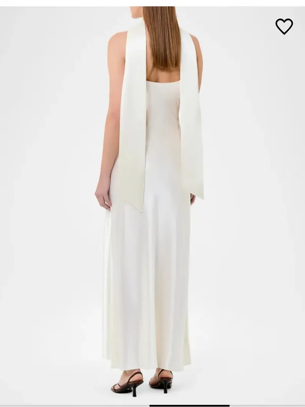NICHOLAS Geneva Satin Draped Gown in Ivory Size 8 - Image 3