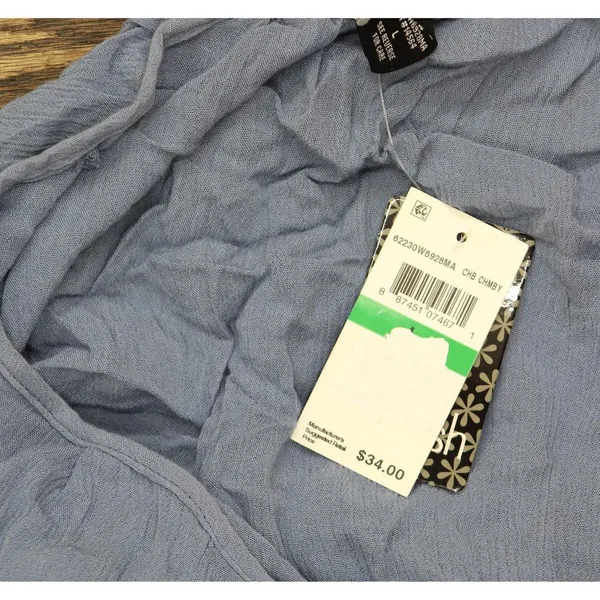 NWT Stoosh Juniors Long-Sleeve Lace-Inset Peasant Blouse Top Blue L - Image 4