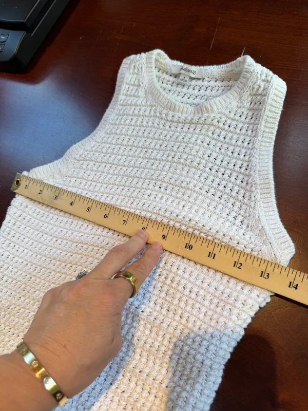 Madewell Chunky Open Knit Tank Top Sweater Size Small White Cream - Image 7