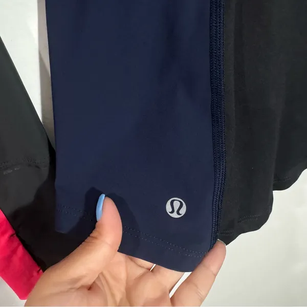 Lululemon Trail Bound Long Sleeve Deep Coal‎ Deep Navy Electric Coral Size 4 - Image 5