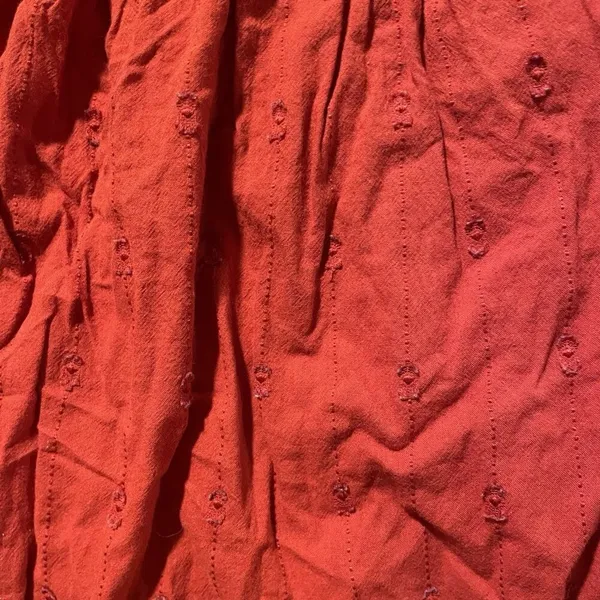 Universal Threads Blouse Womens Large Puff Sleeve Embroidered Burnt Orange Red - Image 6