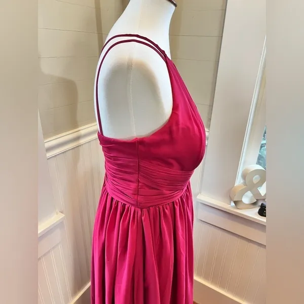 JJ's House Berry Chiffon Pleated A-Line Floor-Length Bridesmaid Dress S/M - Image 11