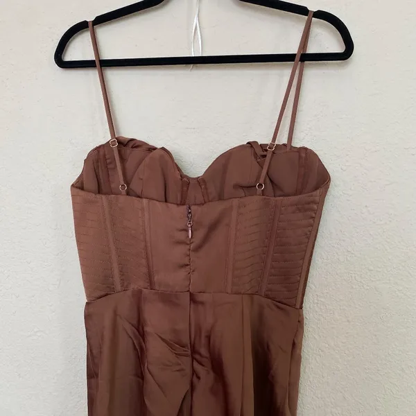 HOUSE OF CB S D-DD 'Myrna' Chocolate Satin‎ Corset Slip Dress NWOT - Image 11