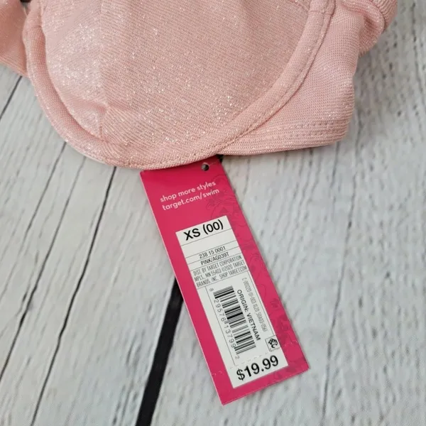 Xhilaration Pink Shimmer Bikini Top Swimsuit‎ Adjustable Straps XS - Image 5