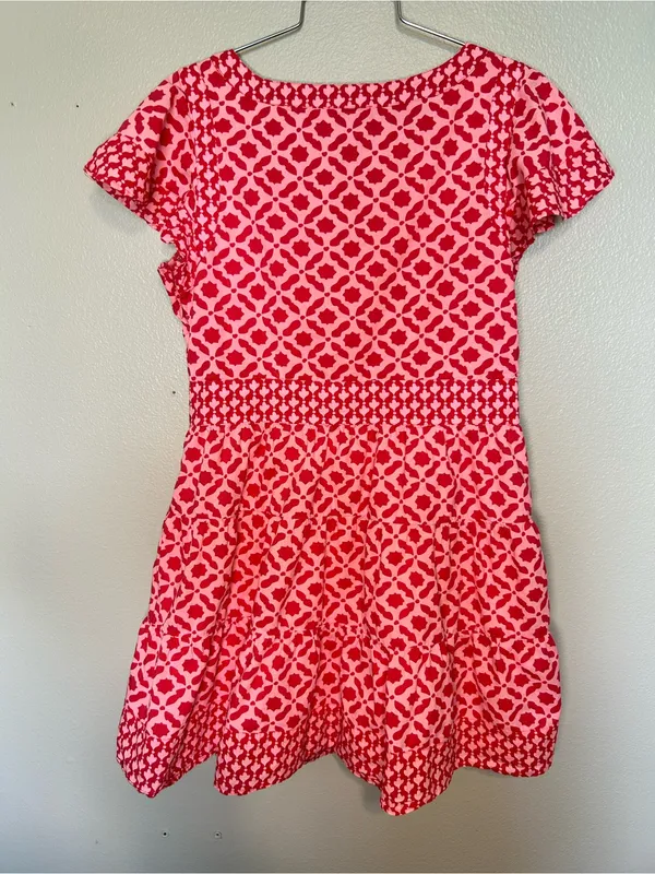 Vineyard Vines Pink & Red Geometric V-Neck Dress Size Small Preppy Vacation - Image 2
