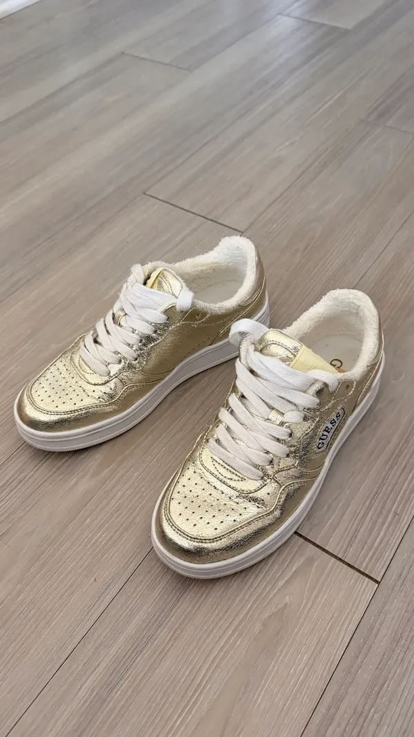 Metallic Gold Guess Sneakers Size 7 - Image 2