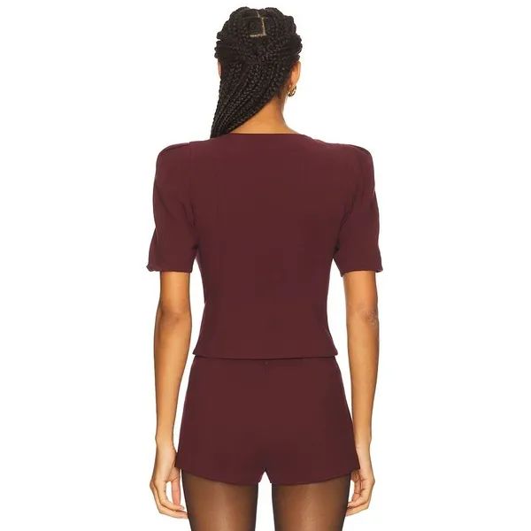 For Love & Lemons NWT Selena‎ Burgundy Short Sleeve Blazer Top Size XL - Image 3
