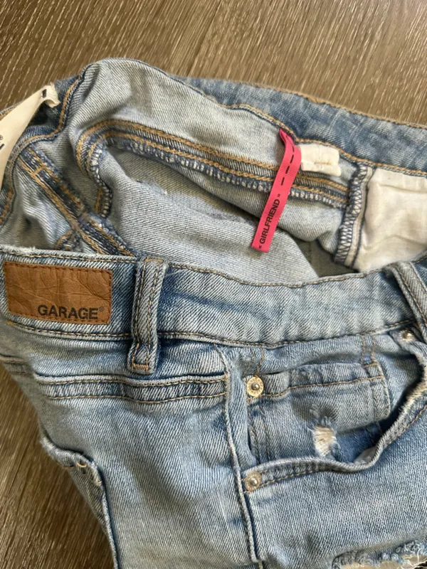 Garage Faded Blue Distressed Rolled-Hem Jean Shorts - Image 6