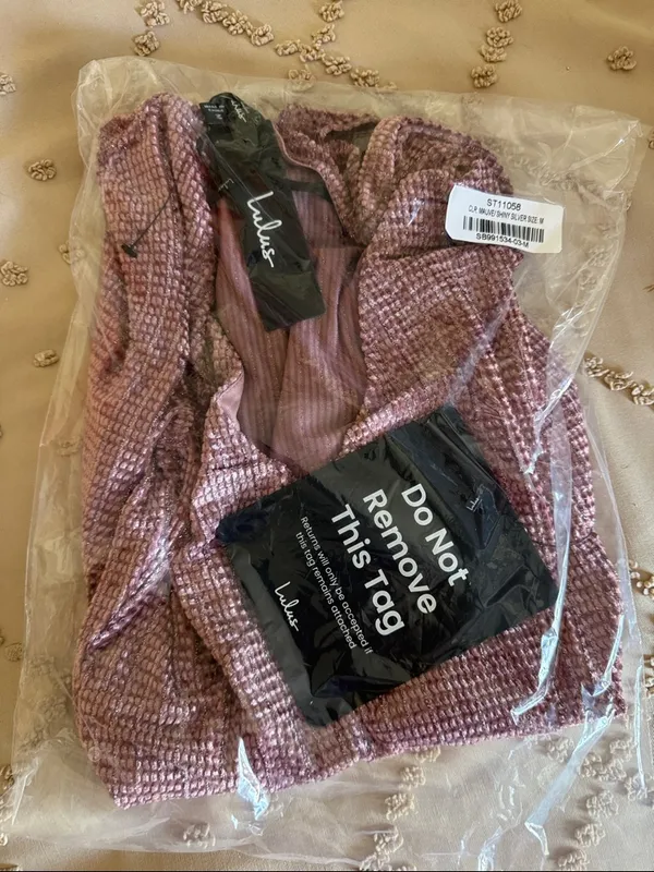 NWT: Lulus Stelly Shiny Mauve Pink Velvet Textured Long Sleeve Bodysuit - Image 2