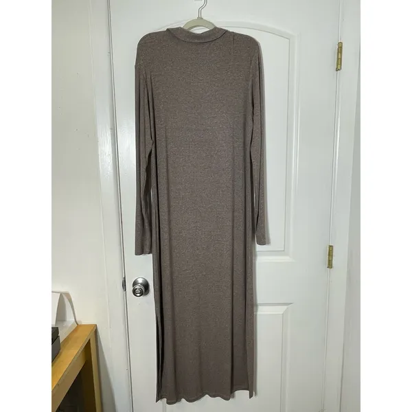 LNA Sweater Dress 2X Brown Stretch Knit Side Slit Granola Girl Minimalist NWT - Image 5