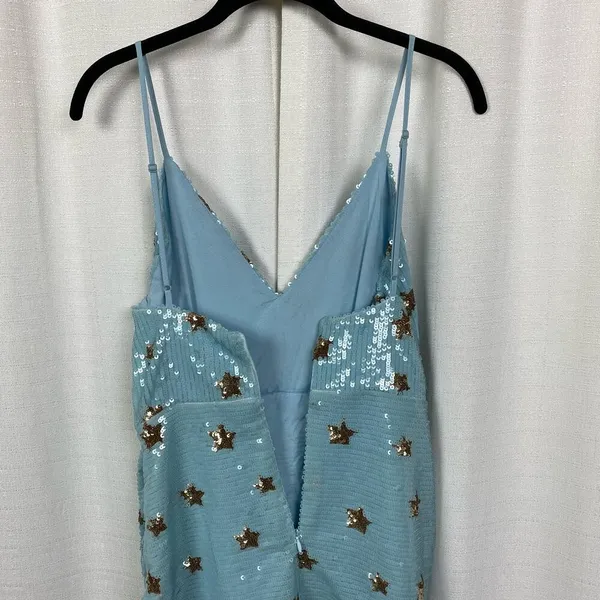 Revolve Superdown Blue Star Print Sequin Dina Mini Dress Sz.S - Image 12