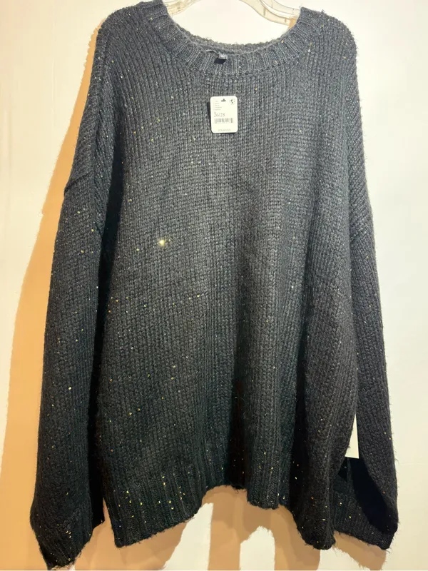 NWT ELOQUII Black Sequin Knit Long Sleeve Sparkle Pullover Sweater Size 26/28 - Image 2