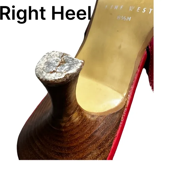 Nine West Red Leather Square Toe Mary Jane Slingback Heels 8.5M Y2K - Image 6