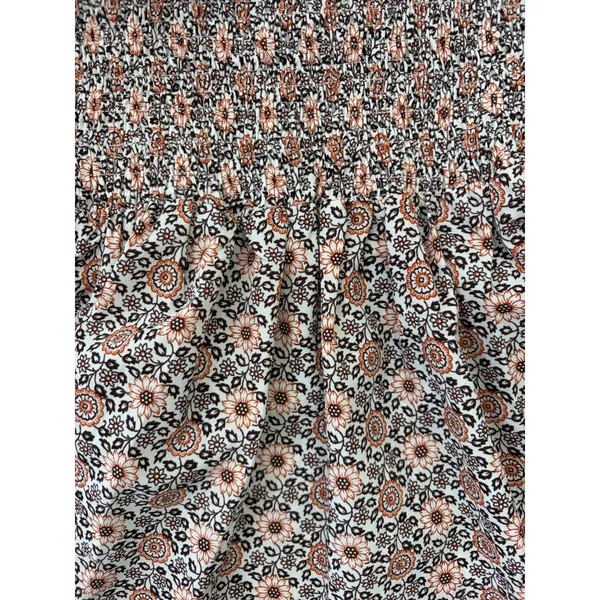 Hayden Smocked Floral Peplum Blouse Large Boho Puff Sleeve - Image 2