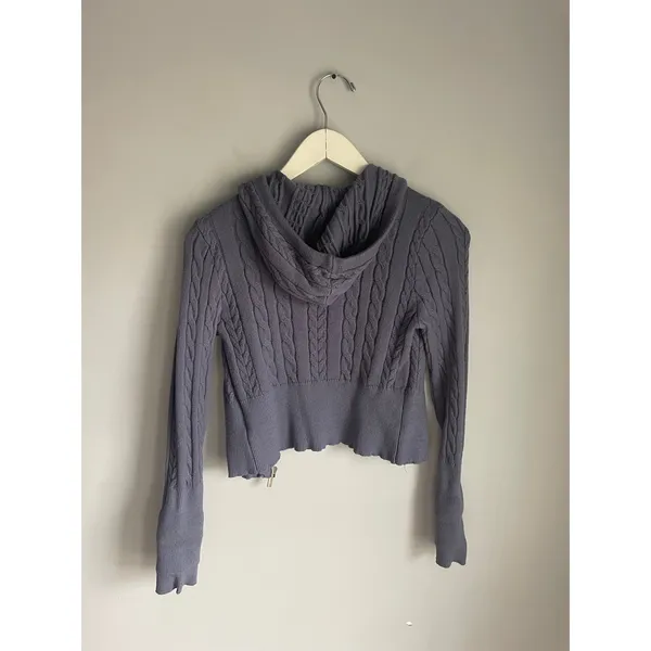 Bella Swan Y2K Zip up cardigan hoodie cableknit dusty blue size medium Pink Rose - Image 3