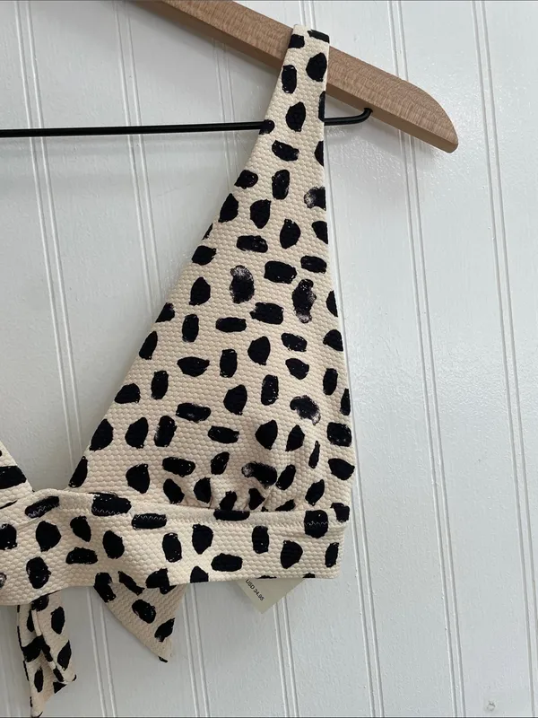 AERIE Pique Triangle Tie Back Bikini Swim Top Abstract Dot Size S NWT - Image 7