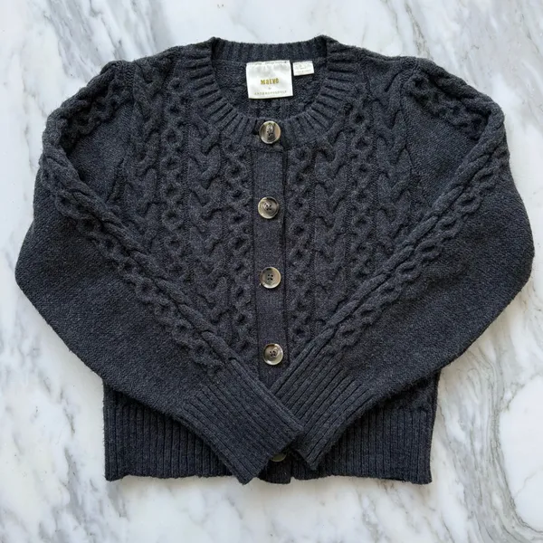 MAEVE By Anthropologie Charcoal Cable Knit Cardigan • Sz S - Image 4