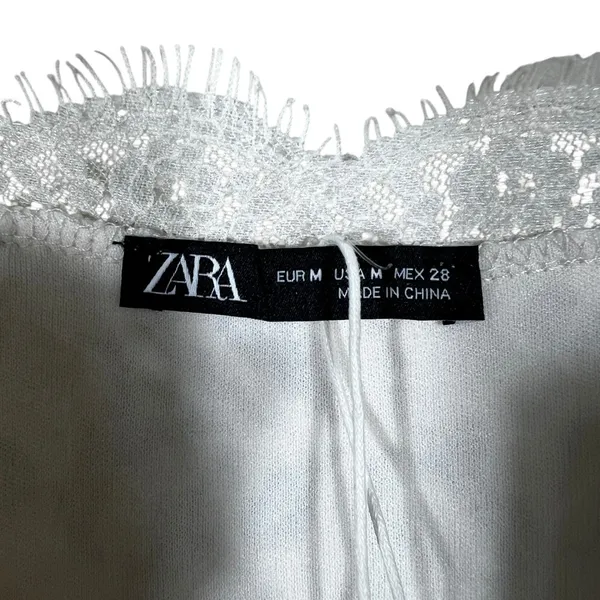 Zara Floral Lace Paisley Mini Slip Dress White Beige Coquette Embroidered Size M - Image 5