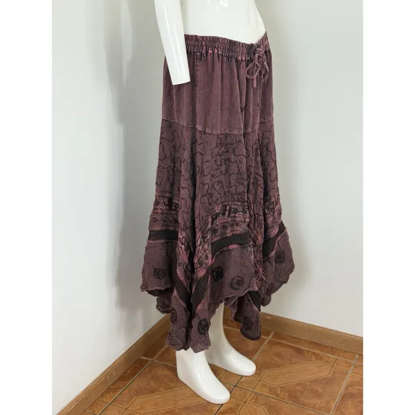 Womens Skirt Free Size Brown Boho Forest Fairy Hippie Floral Festival Maxi Flowy - Image 2
