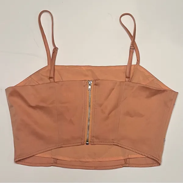 Le Lis Crop Camisole Top‎ & Mini Skirt Set in Nude Peach Rhinestones Size XS/S - Image 4