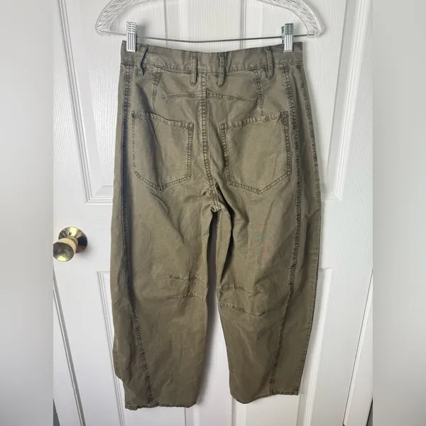 Free People Good Luck Barrel Leg Pants in Olive Green 24 - Image 6