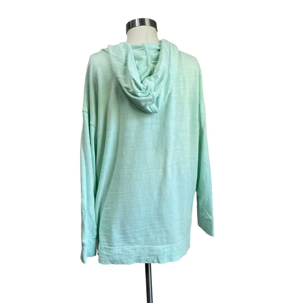 Loft Causal Mint Green‎ Pullover Hoodie 100% Knit Cotton Size Large - Image 3
