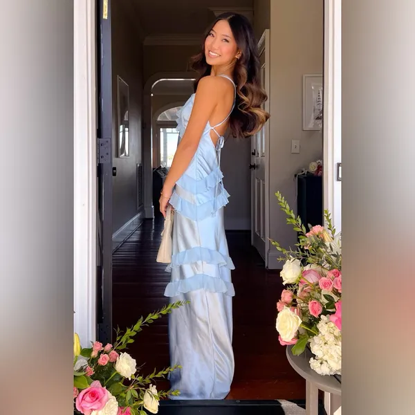 Beginning Boutique Inara Blue Ruffle Maxi Dress - Size 12 - Image 3