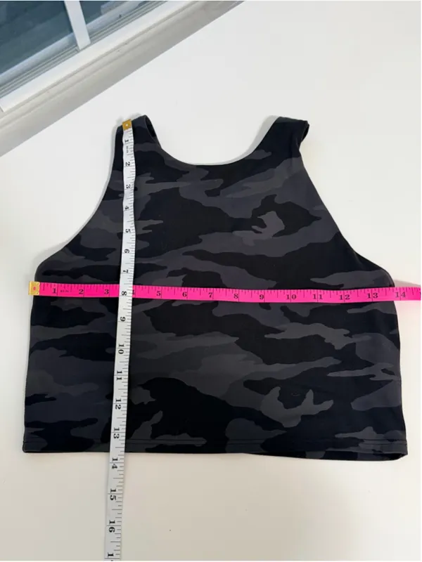 Athleta Conscious Crop Tank Bra A-C Black Gray Camo Size S - Image 5