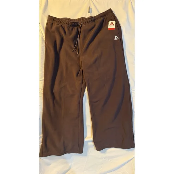 Reebok NWT Wide-Leg Fleece Pants, Chocolate Plum, Women's Plus XXXL - Image 4