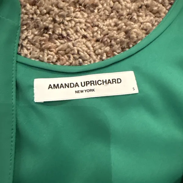 Amanda Uprichard Tie Front Overlay Dress Green Sleeveless Layered Poly Crepe 8 - Image 6