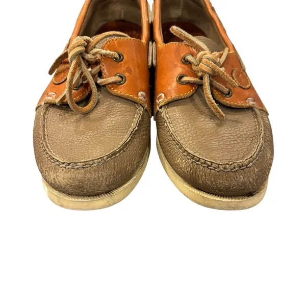 Dooney & Bourke Vintage Leather Boat Shoes Gray Brown Loafers Preppy Size 8 - Image 2